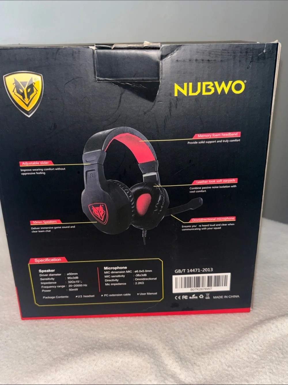 U3 Black & Red Wired Gaming Headset with Microphone